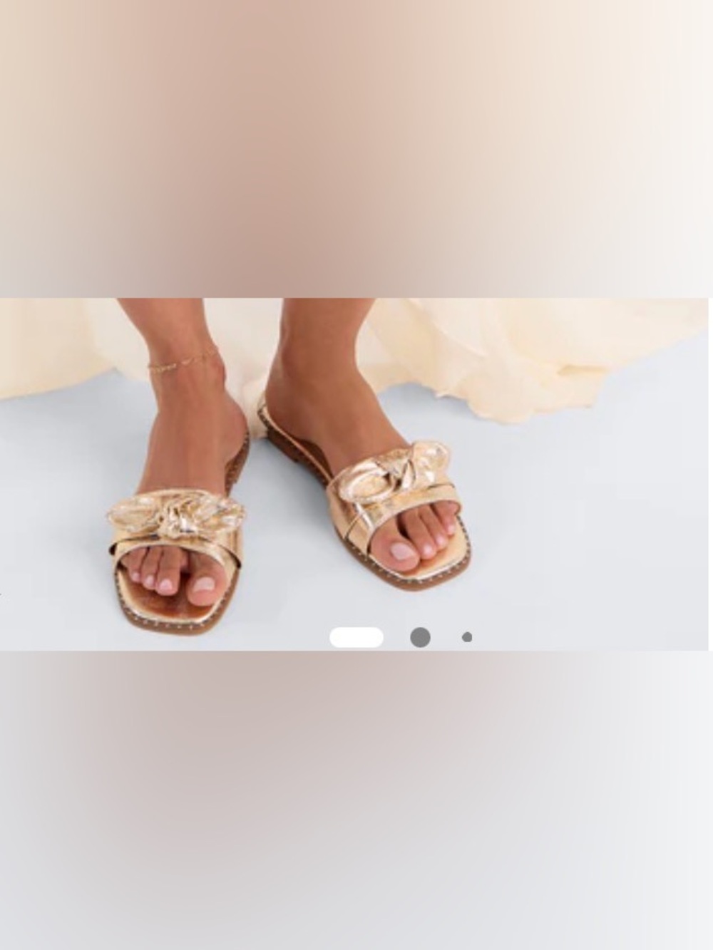 Gold Bow Slide Sandals for Women